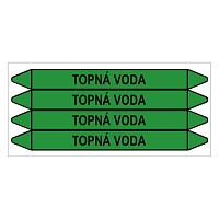 Značení potrubí, topná voda,4 ks, 250 × 26 mm